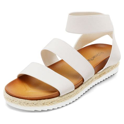 Dream Pairs Women's Sandals NINI-6 White Pu Platform Wedge Sandals Flat ...