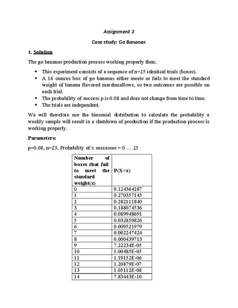 Statistics case study go bananas - Solution Assignment 3 Case study: Go ...