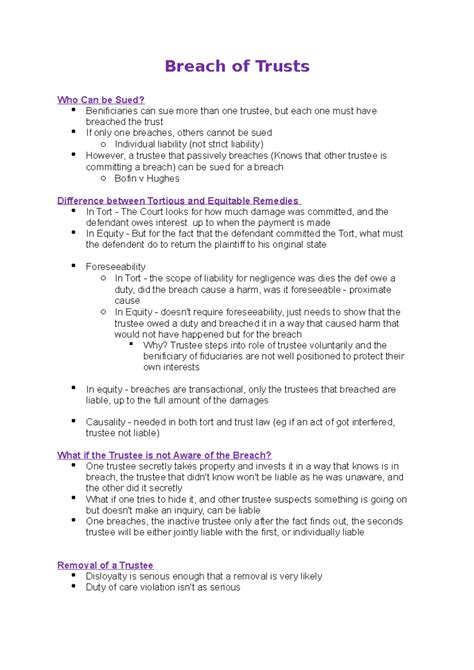 Breach of Trusts - Breach of Trusts Who Can be Sued? Benificiaries can ...