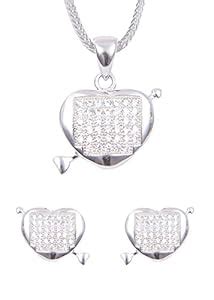 Buy abhooshan Designer Heart Shape Pure 92.5 Sterling Silver CZ Pendant ...
