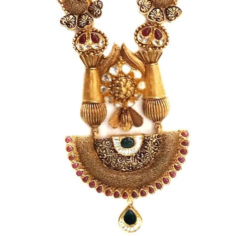 Buy quality 916 Gold Antique Rajwadi Necklace With jumar buti MGA ...