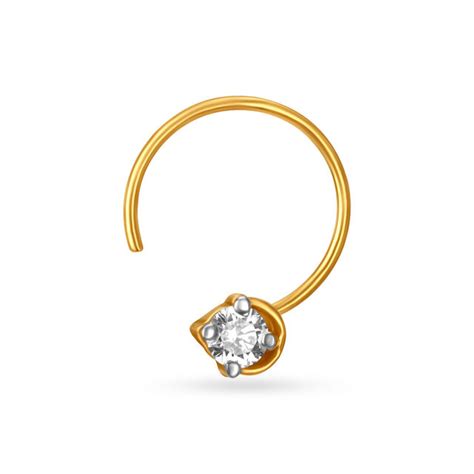 Round Gold and Diamond Nose Pin