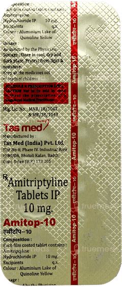 Amitop 10 Mg Tablet 10 - Uses, Side Effects, Dosage, Price | Truemeds