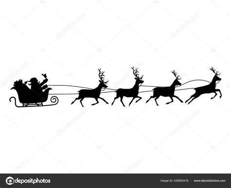 Santa Sleigh Silhouette White