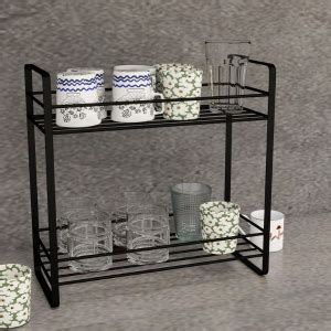 WooDinto Wrought Iron 2-Tier Kitchen Countertop Cabinet Spice Rack ...