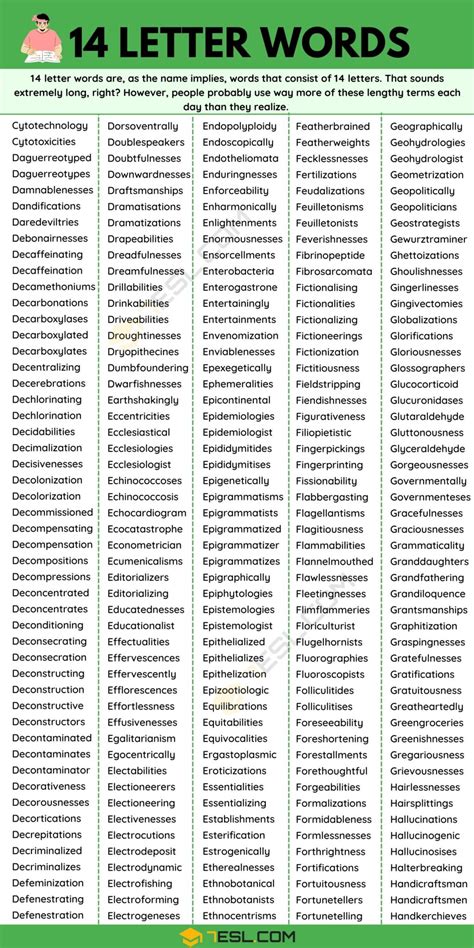 14 Letter Words: 3400+ Words with 14 Letters in English • 7ESL