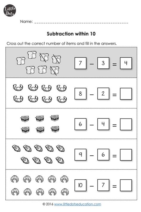 Difference within 10 Worksheet 的图像结果