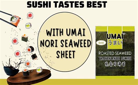 UMAI Gold Premium Sushi Nori Seaweed Sheets 28g | Pack of 10 Sheets ...