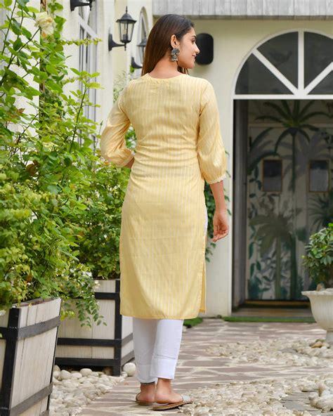 LEMON YELLOW COTTON KURTA – Gulabi Dori