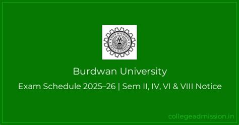 Burdwan University: Exam Schedule 2025–26 | Sem II, IV, VI & VIII ...