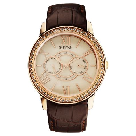 Buy Online Titan Royale Quartz Multifunction Marble Dial Leather Strap ...