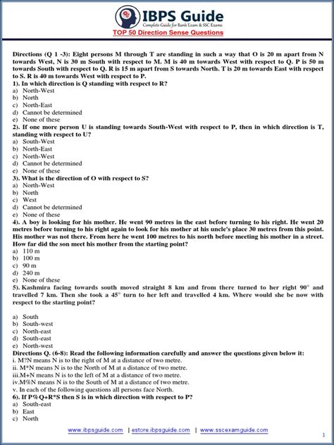 Image result for Direction Sense Questions