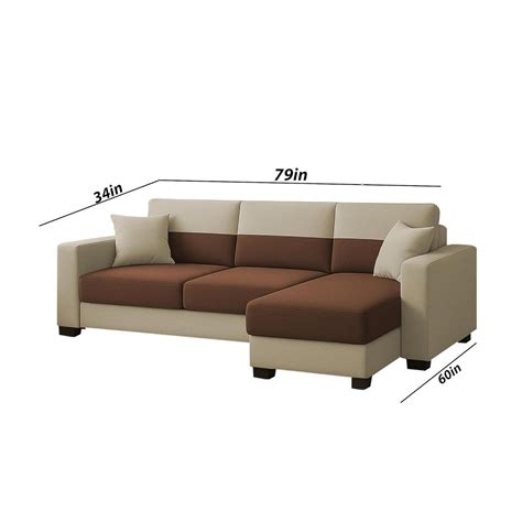 Aden RHS 4 Seater L Shape Sofa Set with 2 Puffy for Living Room (Cream