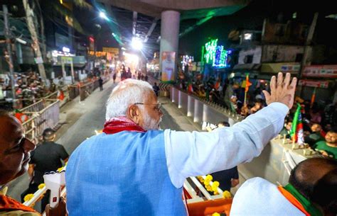 Prime Minister Narendra Modi holds a road show