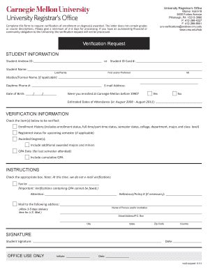 Fillable Online Student Enrollment and Degree Verification Request Fax ...