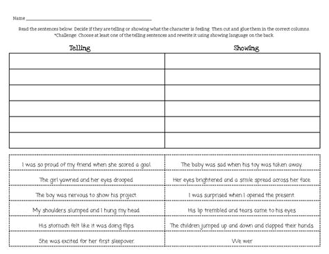 Assignment - Showing, Telling feelings - Name - Studocu
