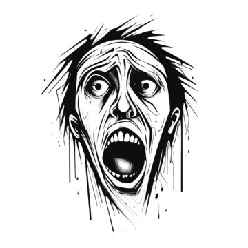 Fear Face Reaction Line Art, Fear, Face, Emotion PNG Transparent Image ...