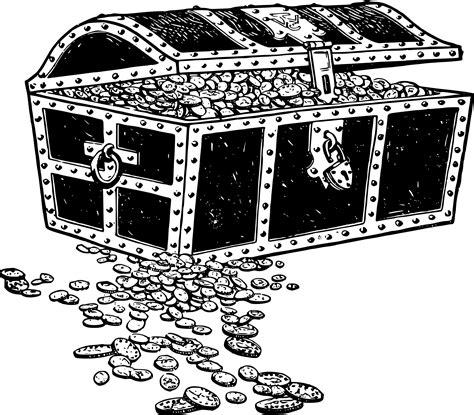 Treasure Chest Clip Art Black And White