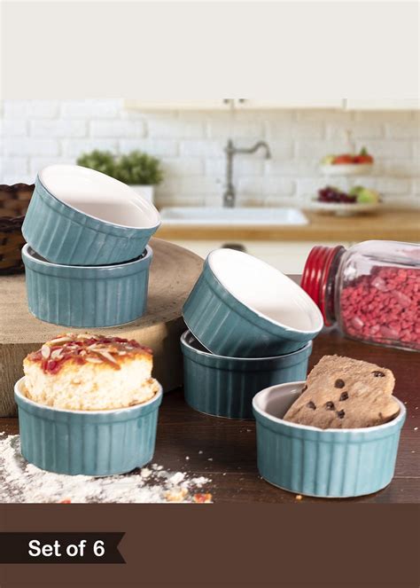 Get Ceramic Handmade Dark Green Ramekin Bowl-Set of 6 at ₹ 759 | LBB Shop