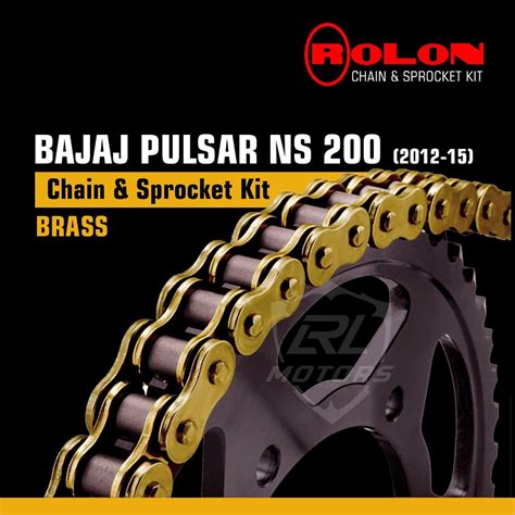 Bajaj NS200 Old April 2012-August 2015 Rolon Brass Chain & Sprocket Ki ...