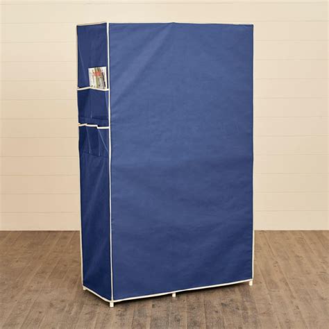 Buy Helios Archer Blue Fabric Collapsible Two Door Wardrobe with Eight ...