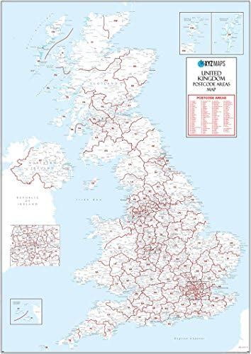 UK White Postcode Areas Wall Map – 100 cm x 141 cm– England, Scotland ...