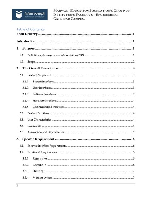 SRS Document for Food Delivery System (FD) - Gauridad Campus - Studocu