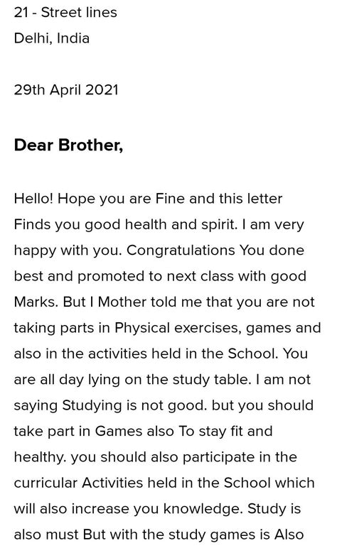 write a letter to your brother studying in a boarding school ...