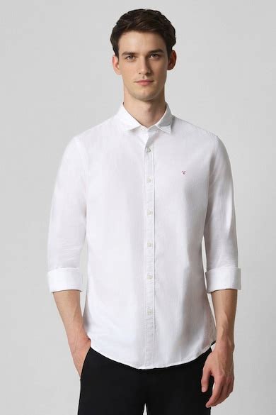 Buy Men White Slim Fit Solid Full Sleeves Casual Shirt Online - 867646 ...
