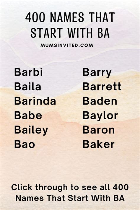 Top 400 Names That Start With BA (For Boys And Girls) - Mums Invited