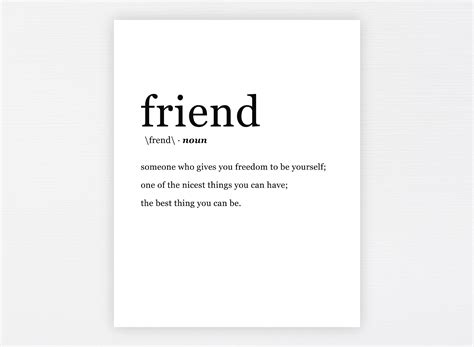 Friend Definition Print Friendship Printable Quote Friend | Etsy