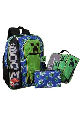 Buy Kidsville Official Minecraft 11.3L Backpack with Lunch Bag & Pencil ...