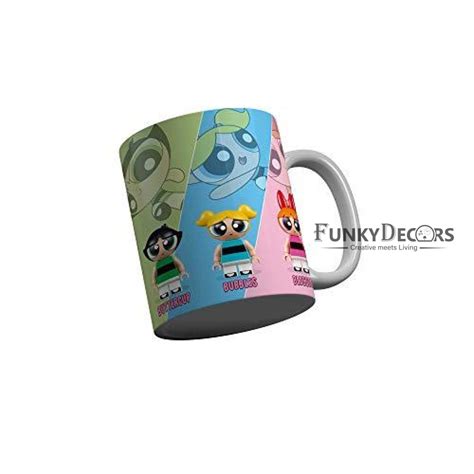 FunkyDecors The Powerpuff Girls Cartoon Ceramic Mug, 350 ML, Multicolo
