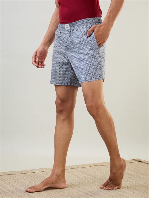 Sleepz Men Blue Print Regular Fit Cotton Boxer – MyRaymond