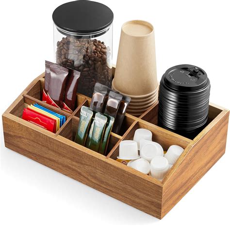Amazon.com: ALELION Acacia Wood Coffee Station Organizer for Countertop ...
