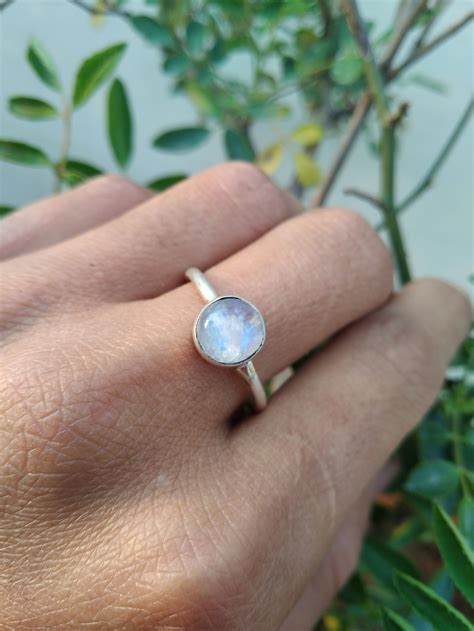 Buy Rainbow Moonstone Ring Stack Ring Sterling Silver Round Online in ...