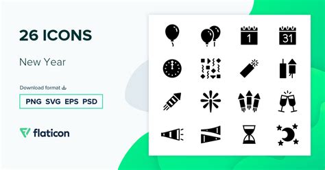 New Year Icon Pack | Glyph | 26 .SVG Icons