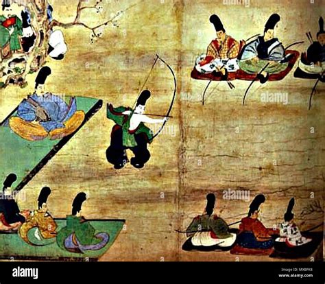 . 射手は菅原道真。国宝『北野天神縁起絵巻（承久本）』（鎌倉初期（北野天満宮蔵））から。 Archer : Sugawara no ...