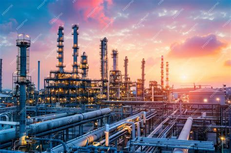 Oil and gas plant at sunset | Premium AI-generated image