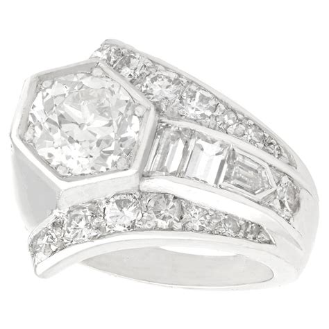 3.24 Carat Pear Shape Diamond and Tapered Baguette Diamond Platinum ...