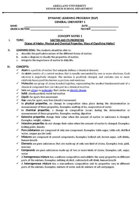 DLP-1- Genchem 1 - ARELLANO UNIVERSITY SENIOR HIGH SCHOOL DEPARTMENT ...