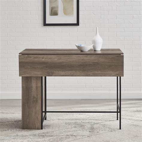 Walker Edison Gray Wash Traditional Extending Drop Leaf Counter Table ...