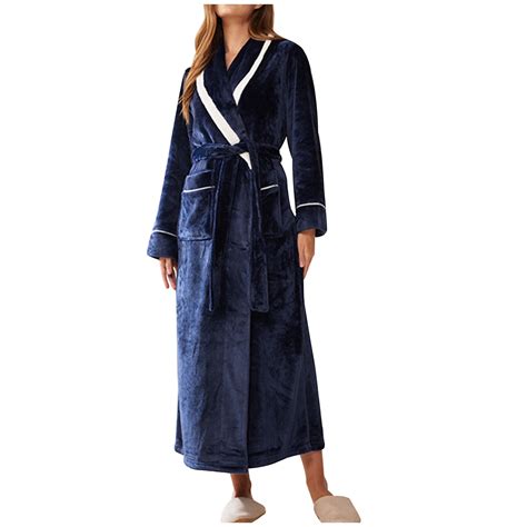 LIaqionyy Women's Long Fleece Robe Warm Soft Floor Length Bathrobes ...