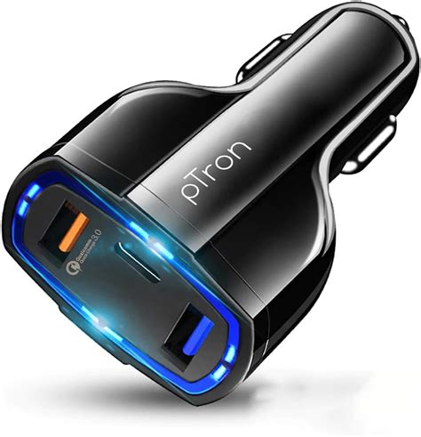 pTron Bullet Pro 36W Type-C/PD 3 Port Fast Car Charger Adapter ...
