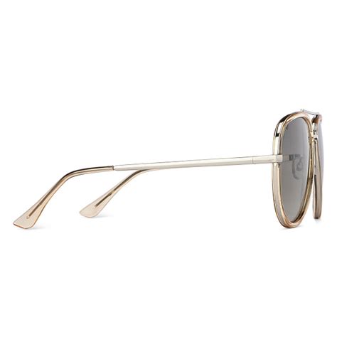 Buy Silver Brown Transparent Full Rim Aviator Vincent Chase Blend Edit ...