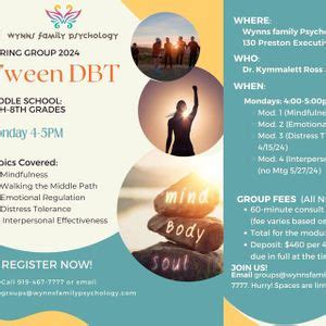 Tween DBT Spring 2024 Group (6th-8th grades), Wynns Family Psychology ...