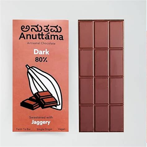 ANUTTAMA Dark Chocolate | Natural Chocolate Bar 50gm | 80% Cocoa ...