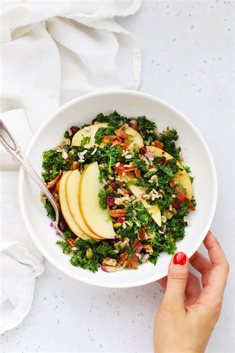 Harvest Apple Kale Salad With Balsamic Dressing • One Lovely Life