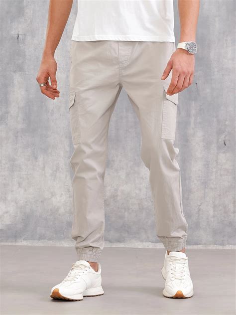 Cotton Stretch Twill Cargo Jogger I Light Grey – Wrogn
