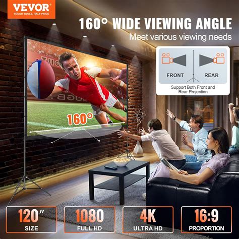 VEVOR Projector Screen with Stand, 120 inch 16:9 4K India | Ubuy